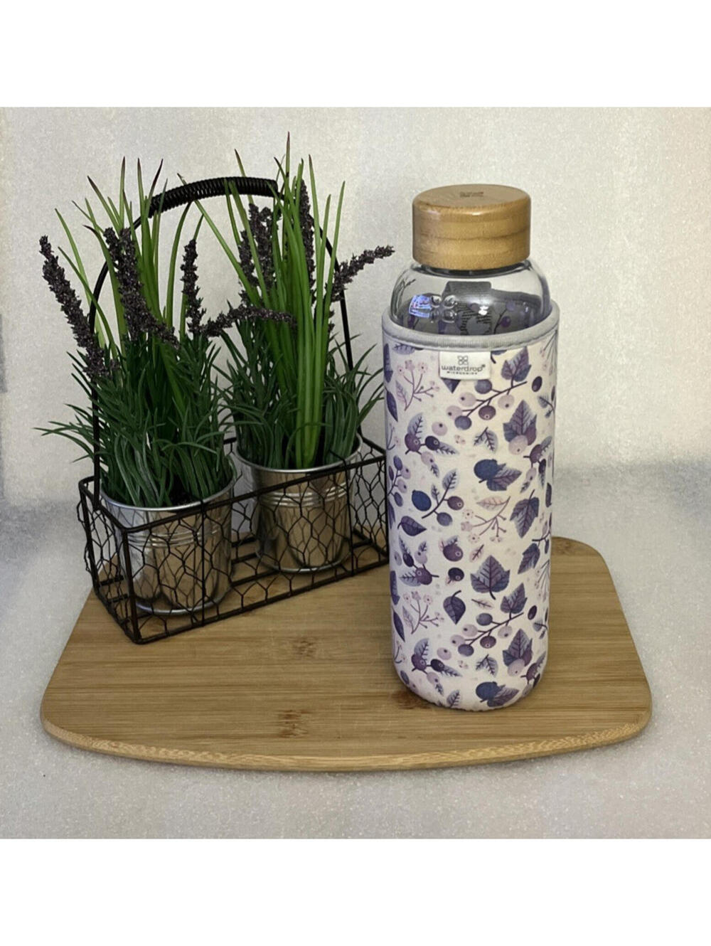 Waterdrop 600ml (20.2oz) Glass Water Bottle With Matching Sleeve Eco-Friendly